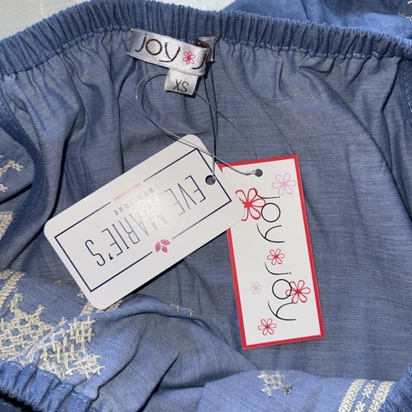 NWT Joy Joy Boho Off Shoulder Chambray Mini Dress Western Embroidery - Picture 10 of 12